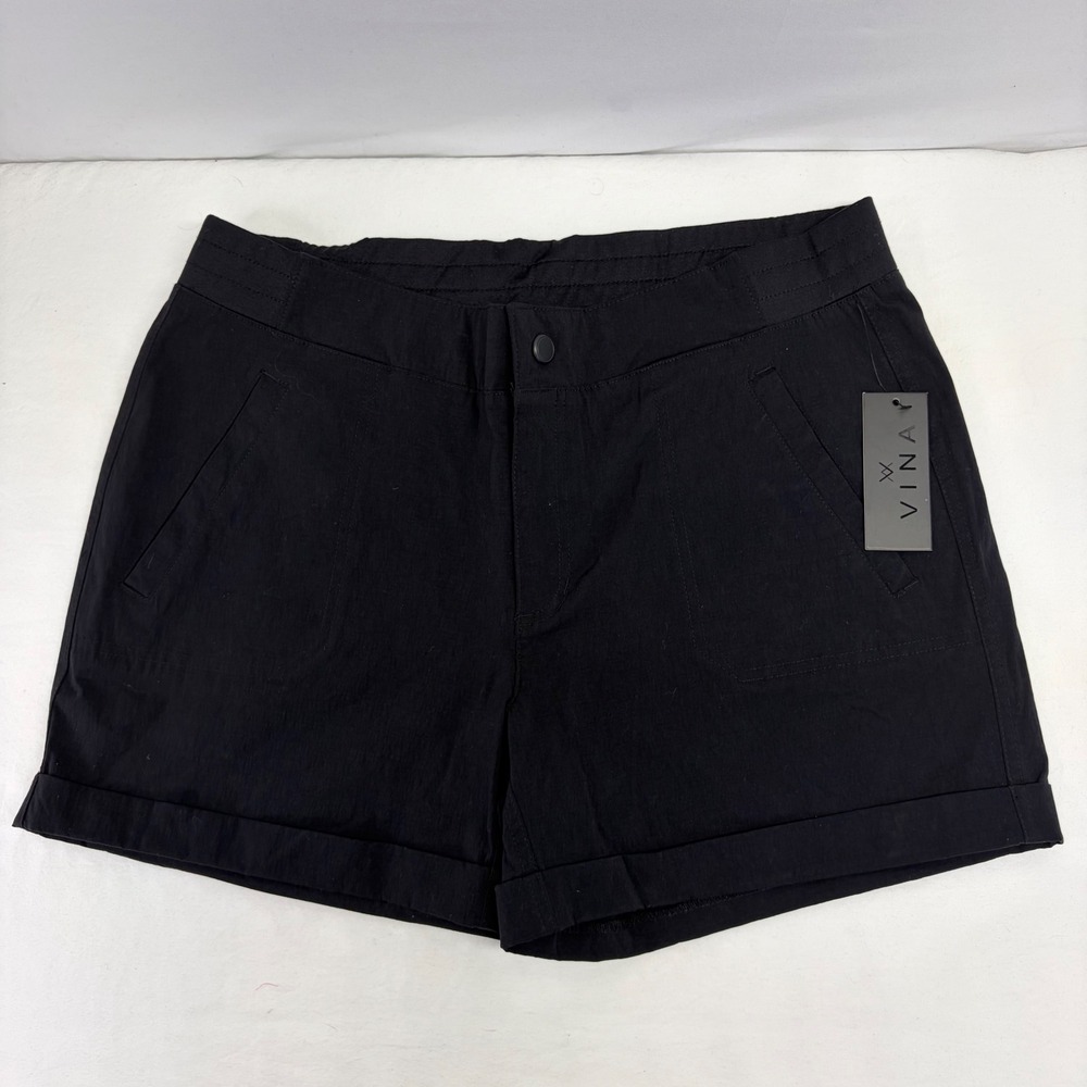 NEW Vina Shorts Cuffed Womens XL Black Stretch Nylon Activewear Outdoor Gorpcore